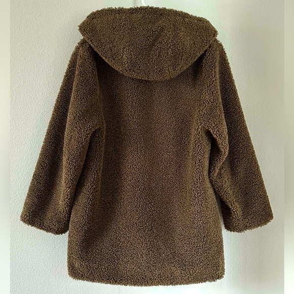 Zara Kids Teddy Duffle Toggle Hooded Coat Brown Size Big Kid 13-14 / 164CM - Picture 3 of 14
